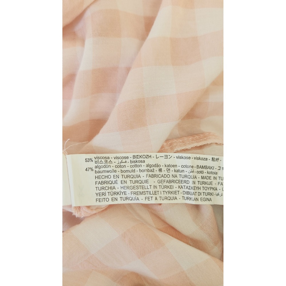 Zara Oversized Button Down Shirt Women XS Pink White Gingham High Low Gauzy Boho - Picture 9 of 11